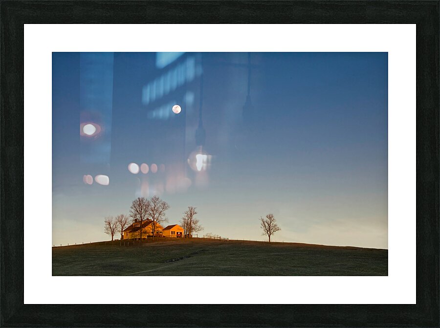 Moon Over Farmhouse Picture Frame print