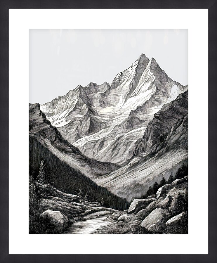 Mount Everest Etch Picture Frame print