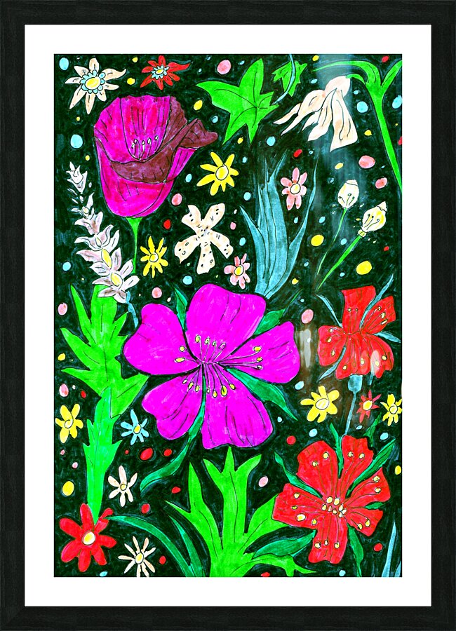 Abstract Whimsical Floral Garden Picture Frame print