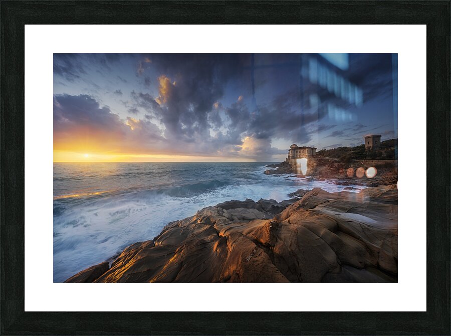 Boccale castle and rough sea. Tuscany Picture Frame print