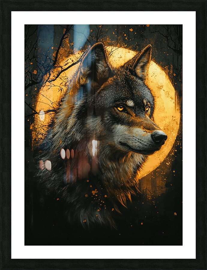 Mystic Wolf Under the Moon Picture Frame print
