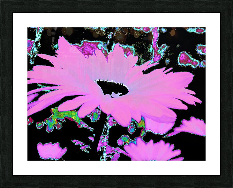 Abstract Surreal Neon Daises  Picture Frame print