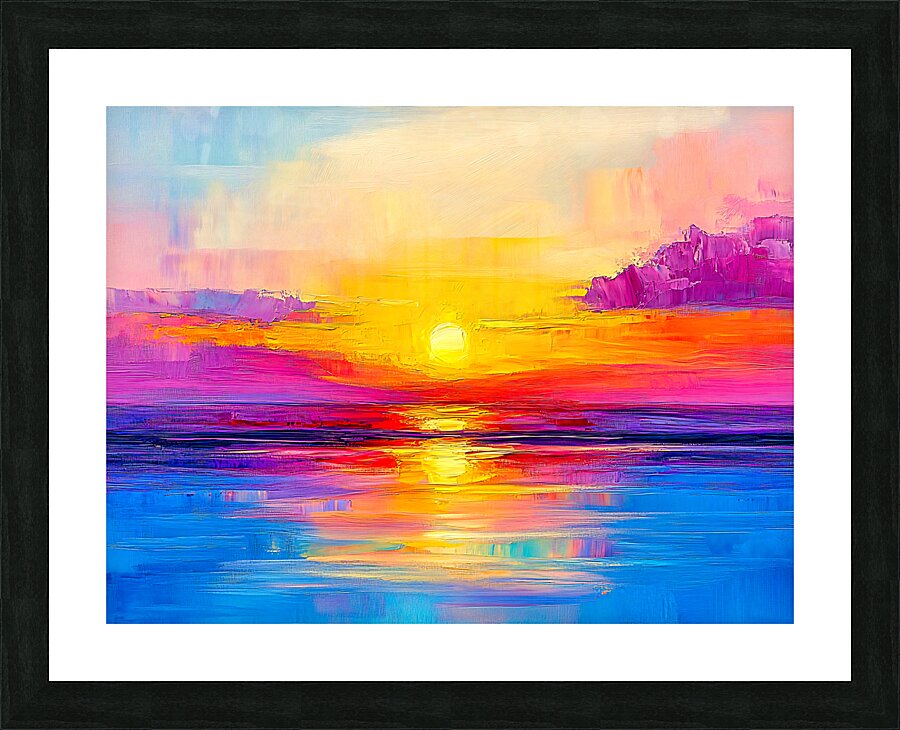 Sunset Over Water Vivid Colors Picture Frame print