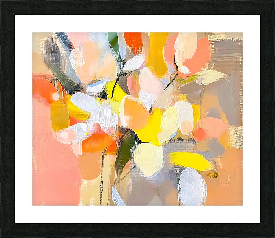 White Flowers Abstract Picture Frame print