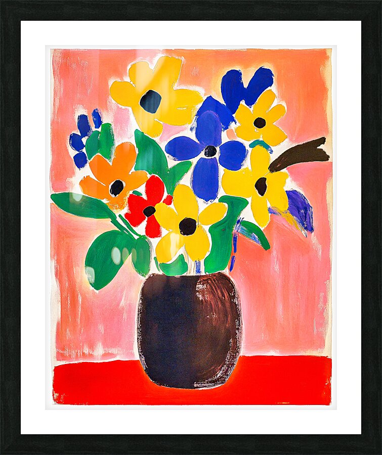 Abstract Vase of Bright Flowers Picture Frame print