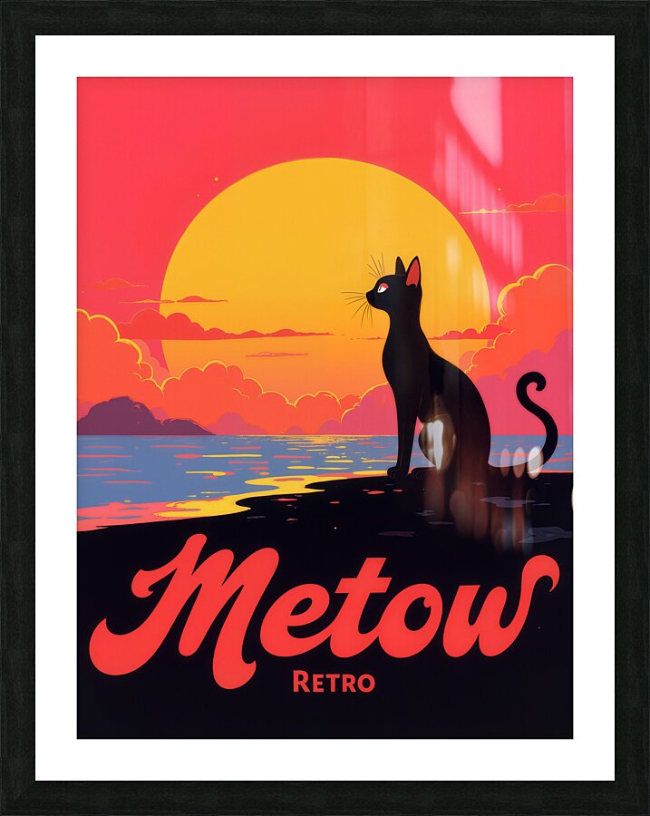 Metow retro for cats lovers Picture Frame print