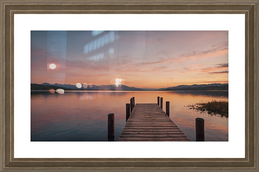lake at sunrise perfectl Picture Frame print