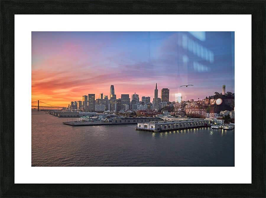 San Francisco Skyline Bay View Downtown Sunrise Picture Frame print