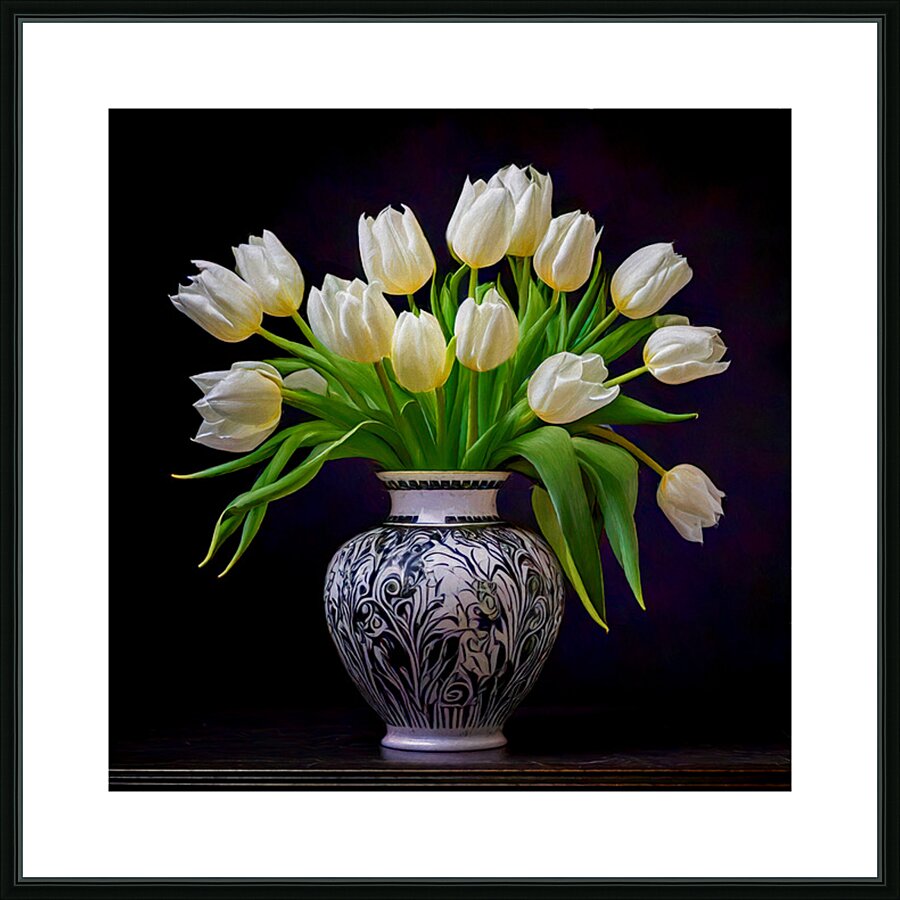White Tulips in My Best Vase Picture Frame print
