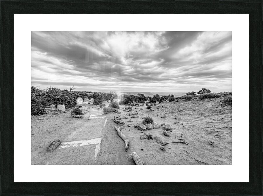 Mesa Arch Hiking Trail Grayscale Picture Frame print