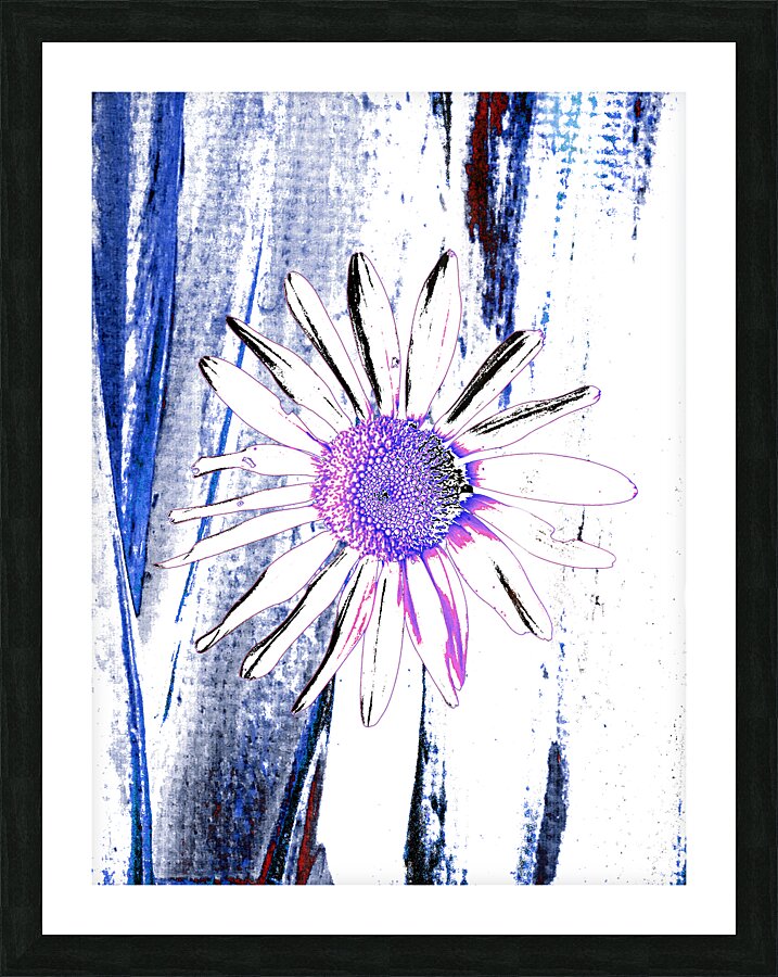 Abstract Daisy on a Bold Striped Background Picture Frame print