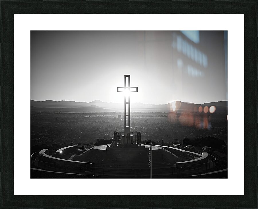 Sunrise Through The Cross Mt. Soledad La Jolla B&W Picture Frame print