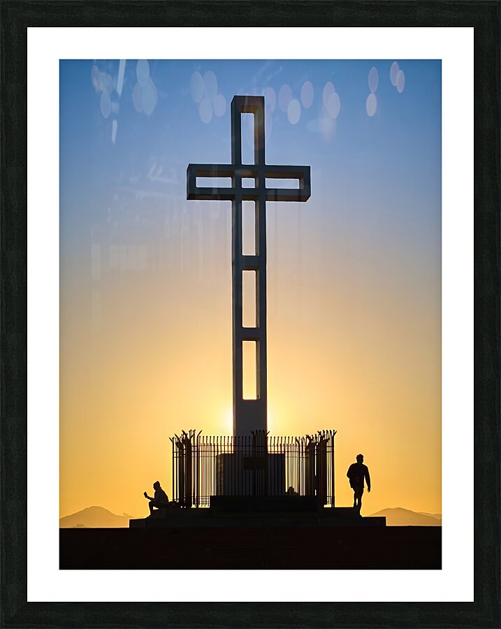 Mt Soledad Cross Silhouettes at Sunrise Picture Frame print