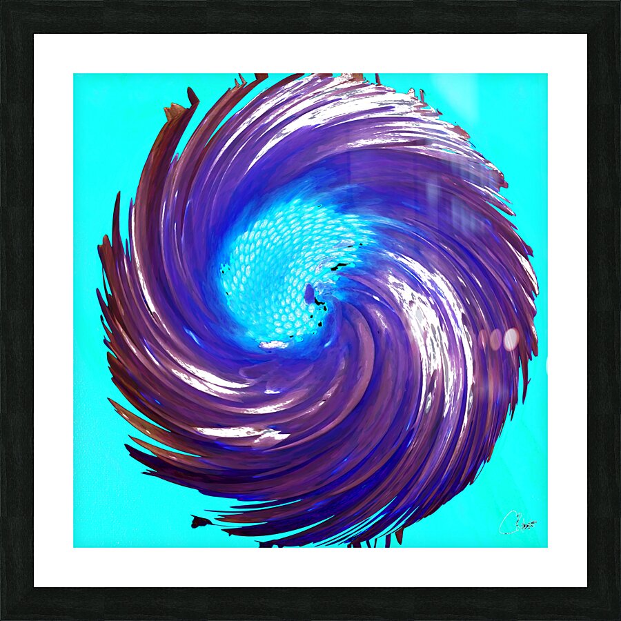 Abstract Swirling Turquoise Daisy Flower Picture Frame print