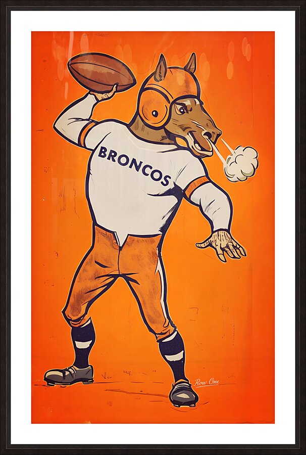 1960s Denver Bronco Cartoon Art Remix Picture Frame print