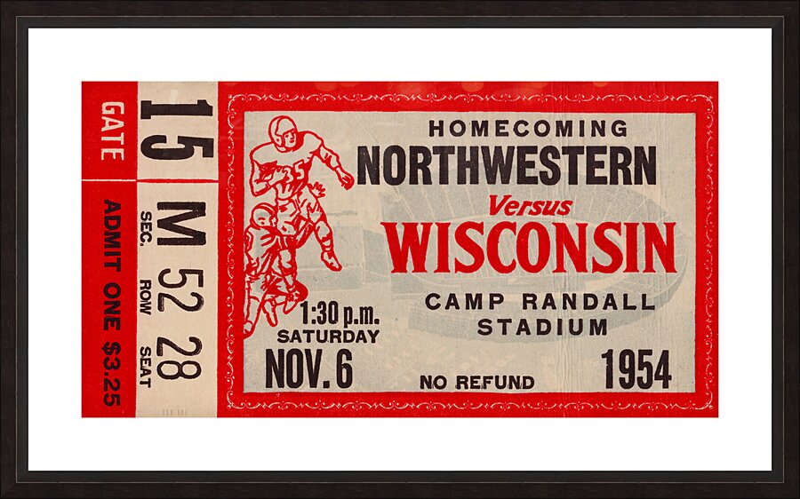 1954 Northwestern Wildcats at Wisconsin Badgers Picture Frame print