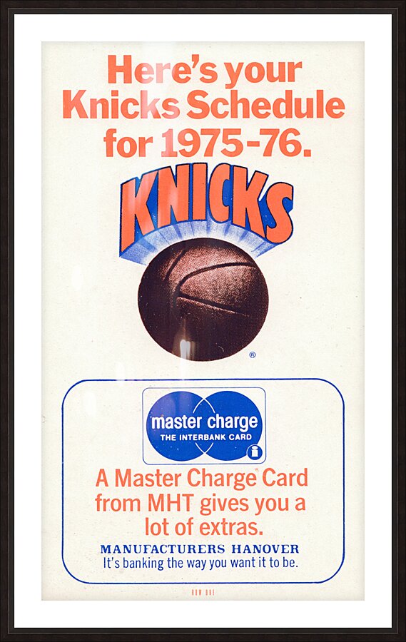 1975 New York Knicks Schedule Picture Frame print