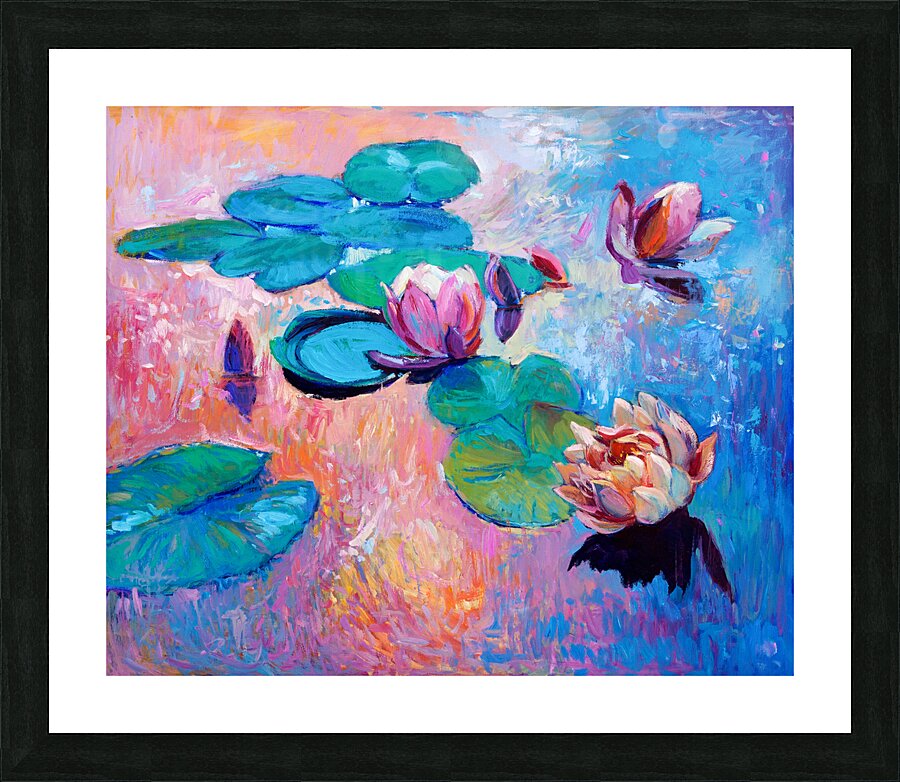 Vibrant Water Lilies Impressionist Art Poster – Monet-Inspired Wall Decor Picture Frame print