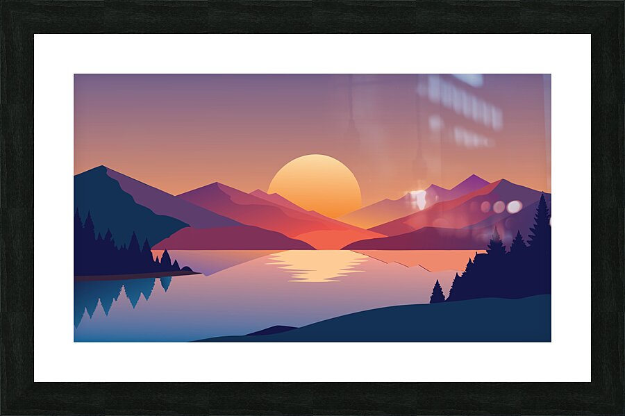 Paysage Naturel – Magnifique Coucher de Soleil en Panorama Picture Frame print