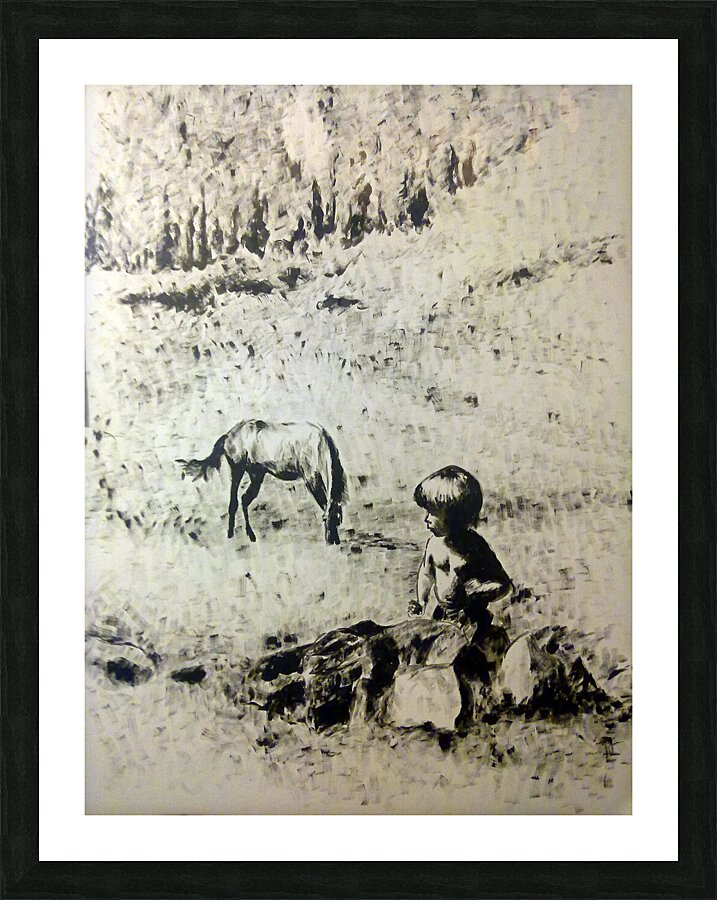 A Boy and a Horse Picture Frame print