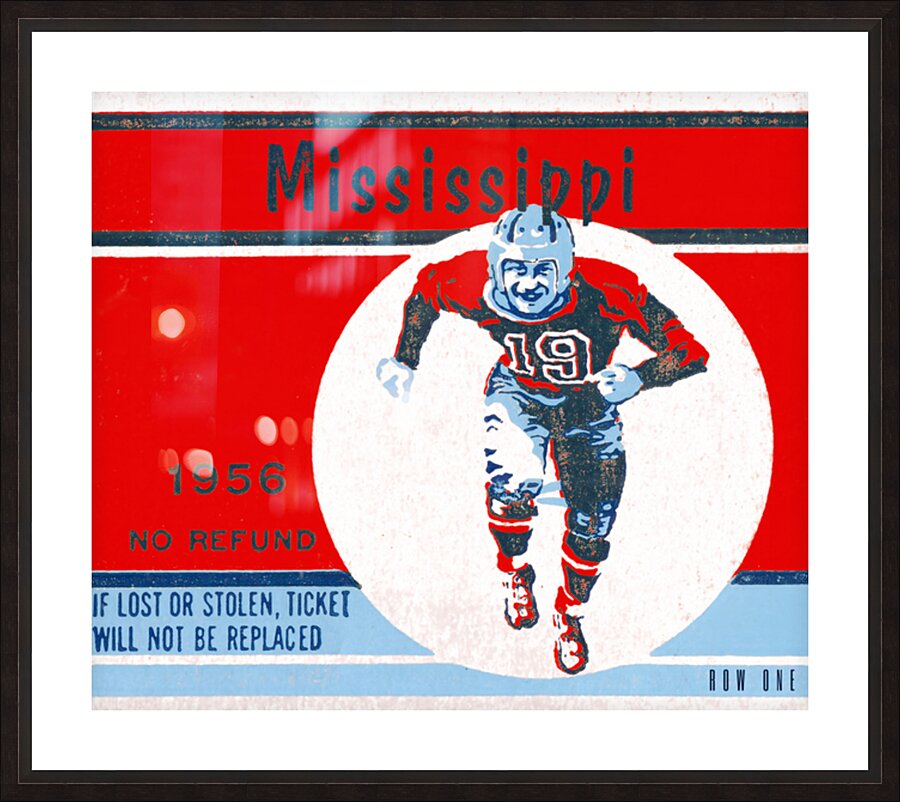 1956 Mississippi Football Ticket Remix Art Picture Frame print