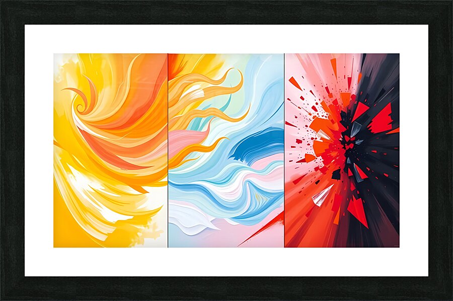 Abstract Energy Triptych - Dynamic Colorful Art Picture Frame print