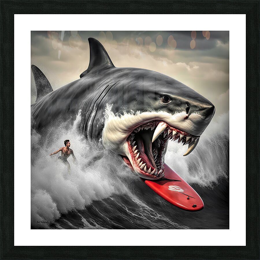 GREAT WHITE VAMPIRE.  SELECTIVE COLOR Picture Frame print