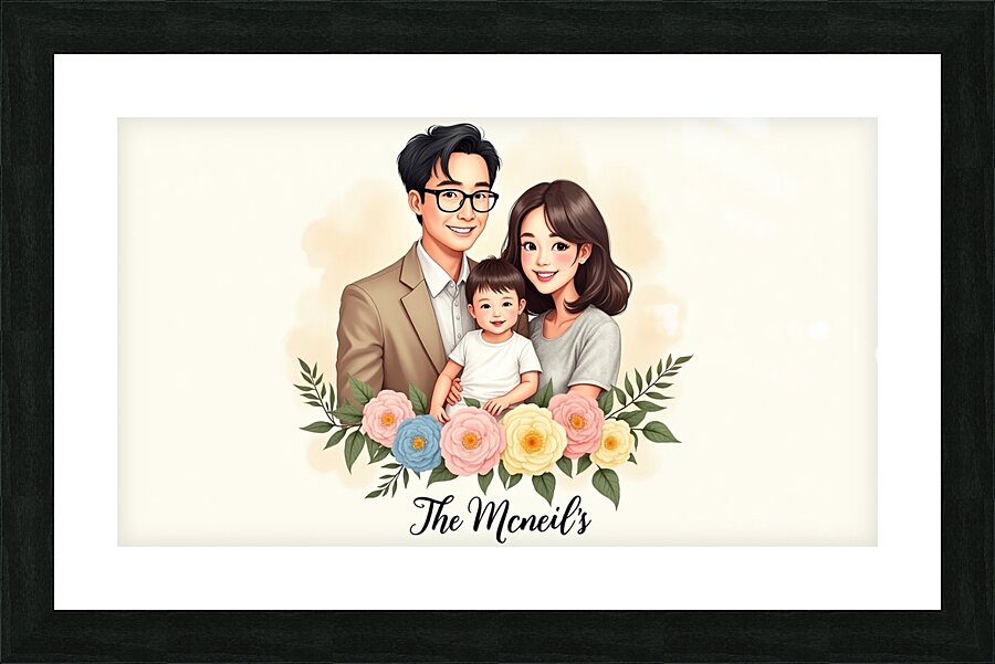 Cherished Moments : A Loving Family Portrait High Resolution Digital Art Picture Frame print