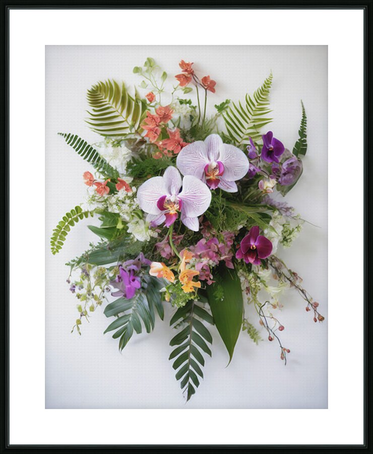 Bouquet of Orchids and Ferns Picture Frame print