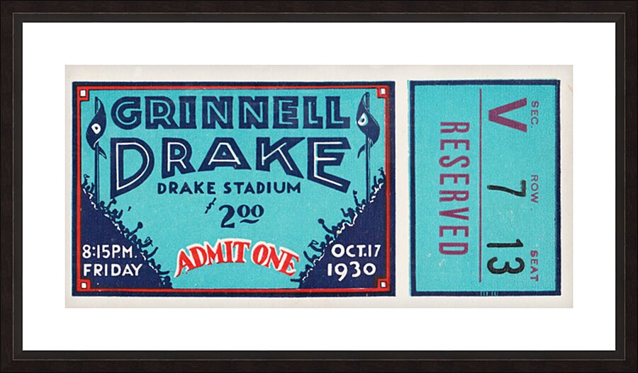 1930 Grinnell Pioneers at Drake Bulldogs Picture Frame print
