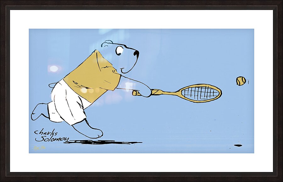 1960s UCLA Bruins Tennis Cartoon by Charles Solomon Picture Frame print