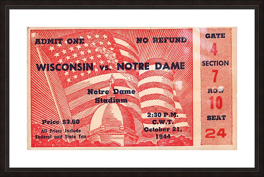1944 Wisconsin Badgers at Notre Dame Fighting Irish Picture Frame print