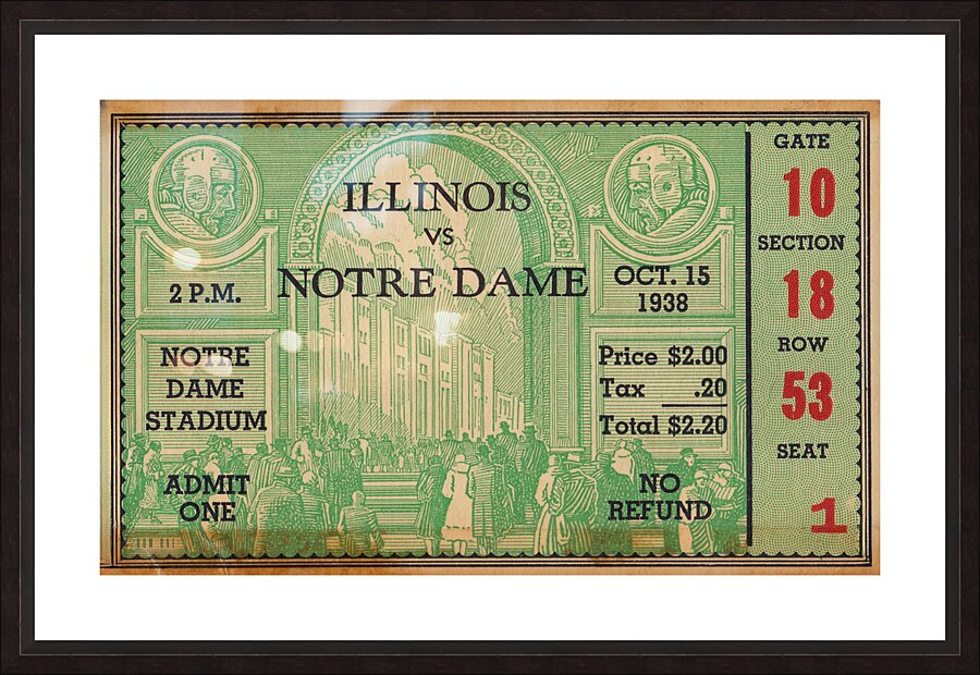 1938 Illinois Fighting Illini at Notre Dame Fighting Irish Picture Frame print