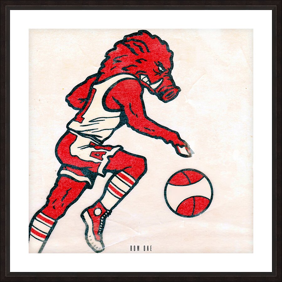 1970s Arkansas Razorback Basketball Cartoon Art Picture Frame print
