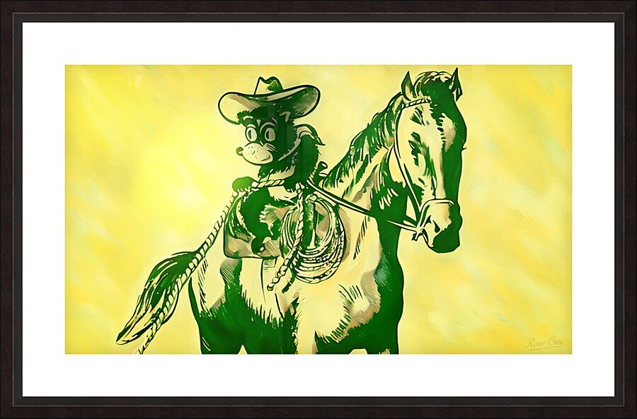 Vintage Baylor Bear on a Horse Cartoon Picture Frame print