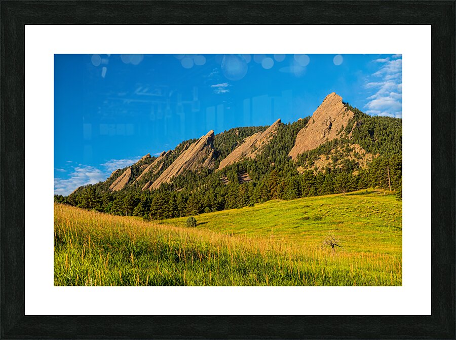 Boulder Colorado Flatirons Sunset Golden Light Picture Frame print