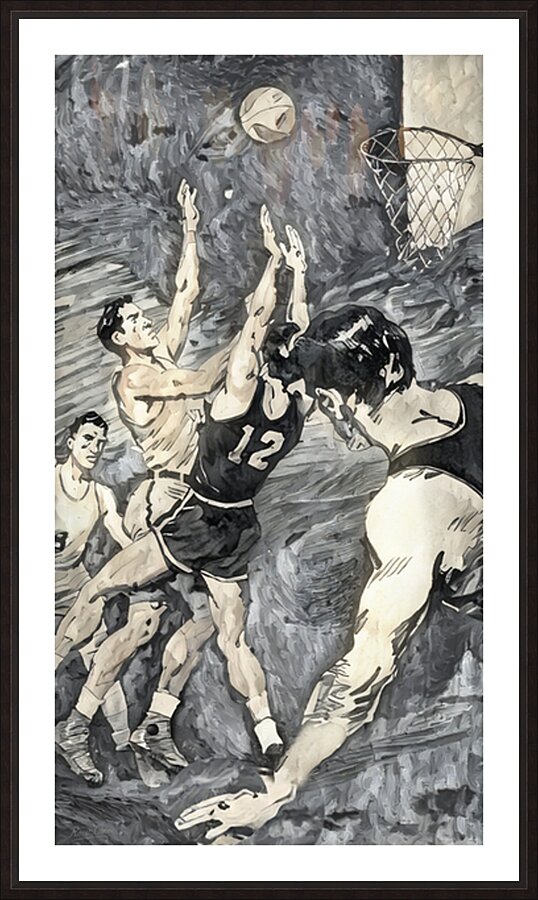 1949 Basketball Flip Shot Picture Frame print