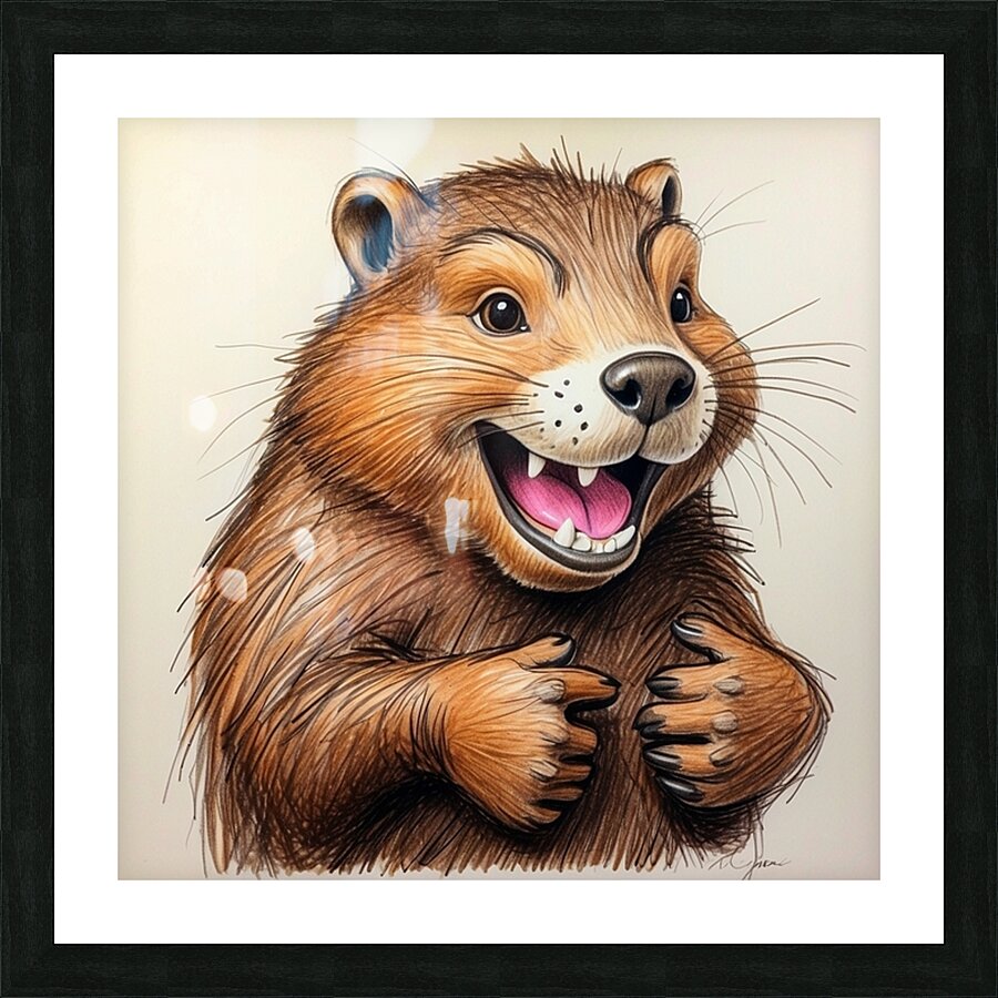 Default A cartoon beaver with its teeth chatterin Picture Frame print