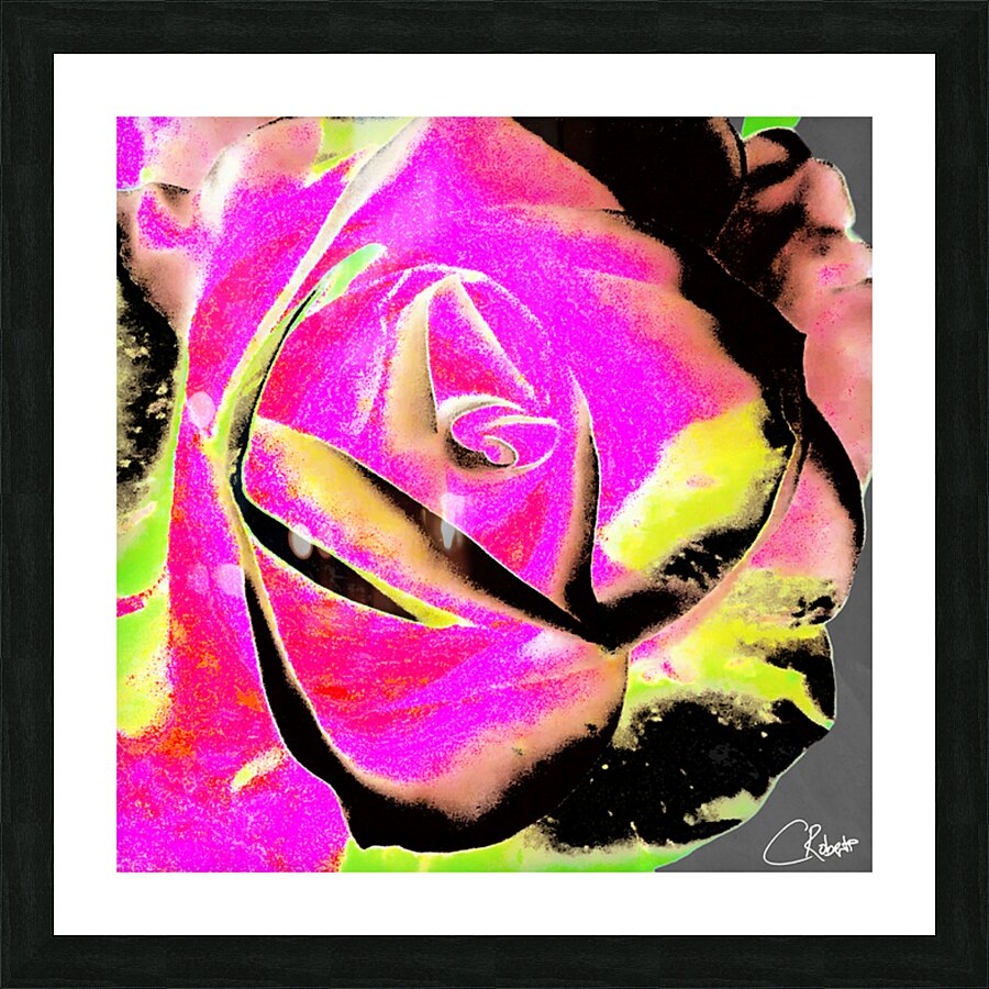 Abstract Neon Rose Picture Frame print