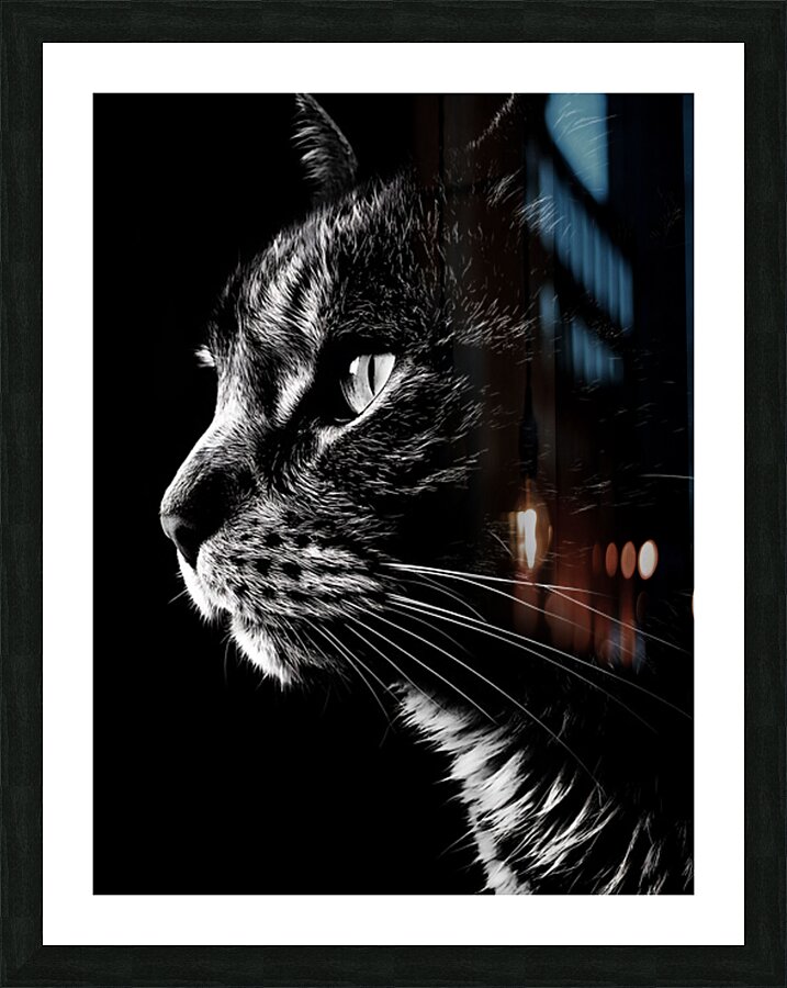 Monochrome Cat  Picture Frame print