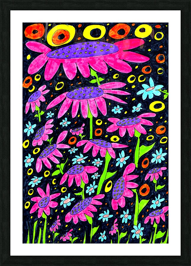 Abstract Colourful Flowers Picture Frame print