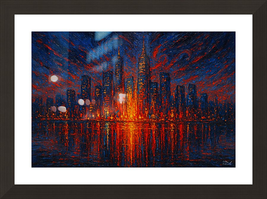The City Bleeds Light Picture Frame print