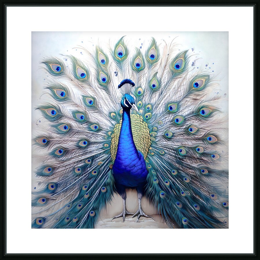 Peacock Showing Off Picture Frame print