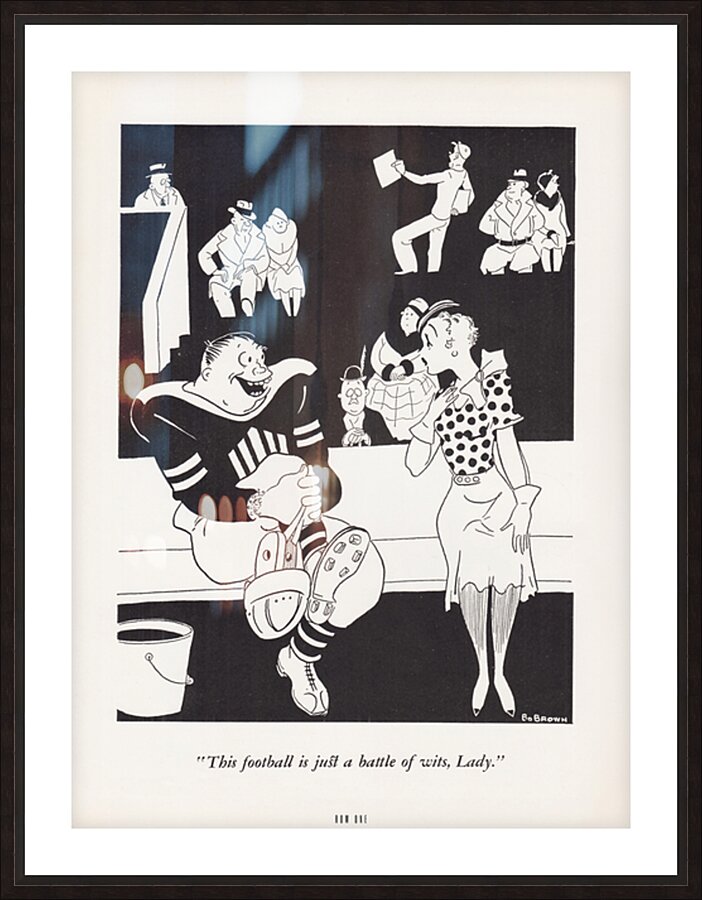 1934 Bo Brown Football Cartoon Picture Frame print