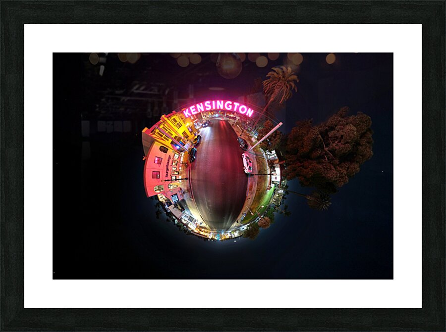 Kensington San Diego Sign Little Planet Night Picture Frame print