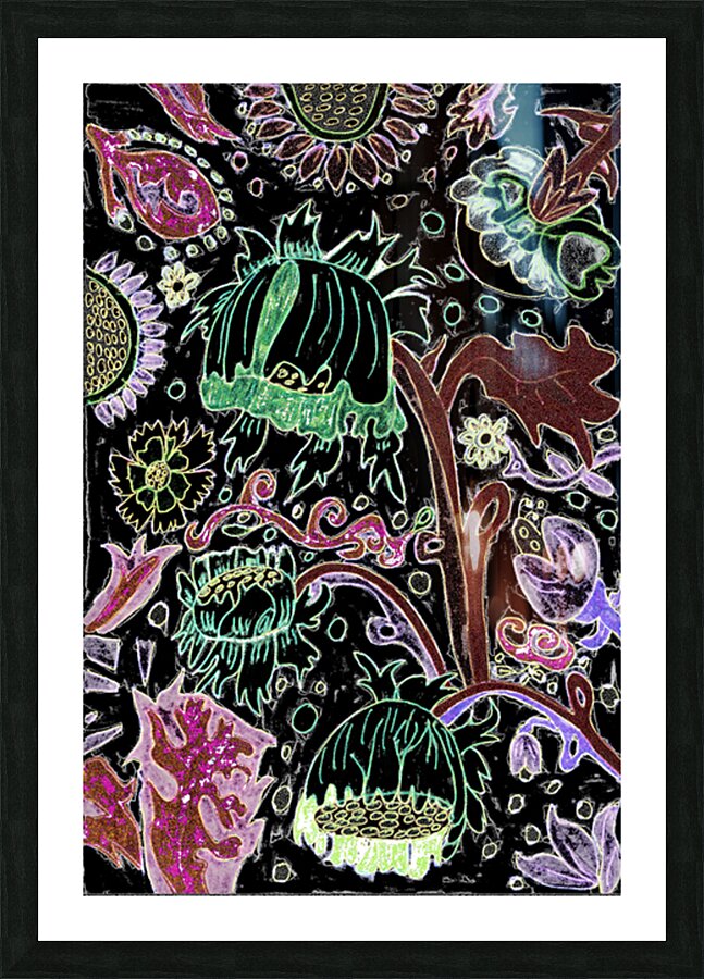 Abstract Floral Poppies Picture Frame print