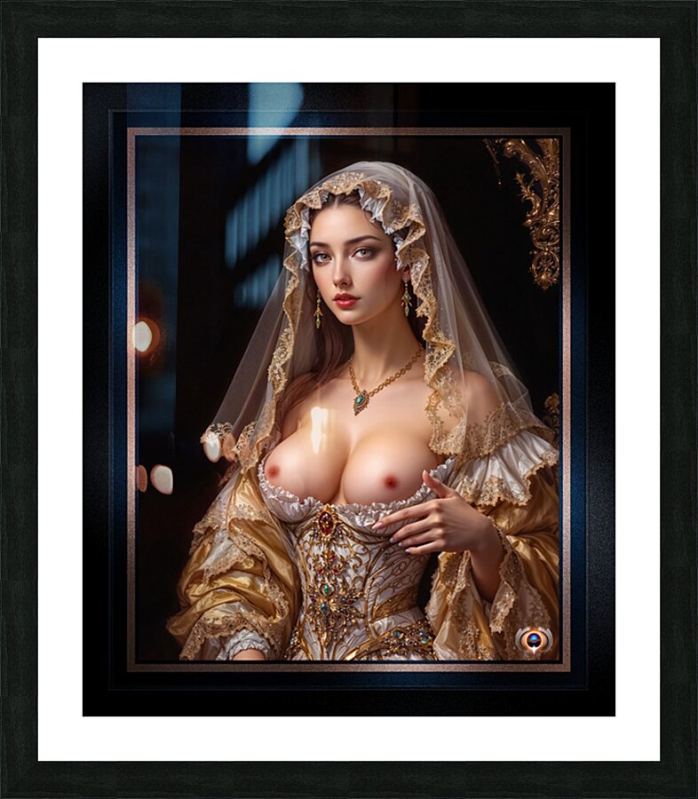 Renaissance Portrait Of The Seductive Beauty Lycia Lysandra Captivating AI Concept Art by Xzendor7 Picture Frame print