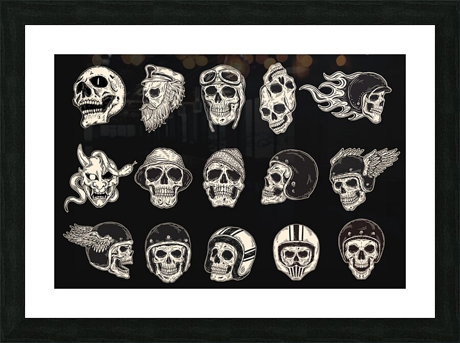 Skull Rider Helmet Head Picture Frame print