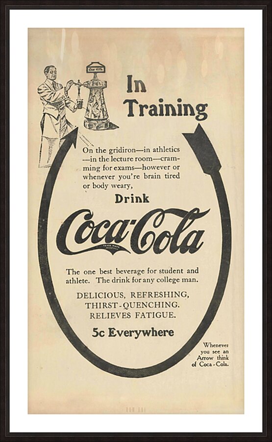 1910 Coca-Cola Vintage Ad Picture Frame print
