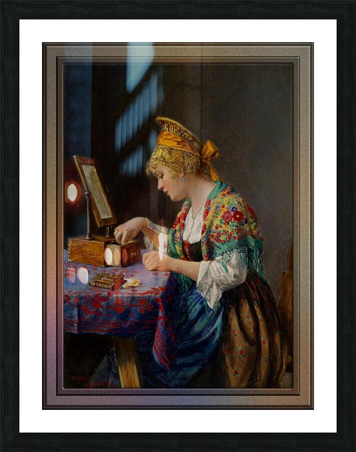 Girl from the Wachau at her Toilette by Hans Hamza Picture Frame print